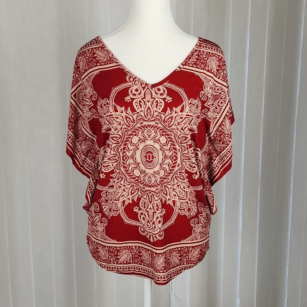 Womens Vintage V Neck flutter sleeve blouse